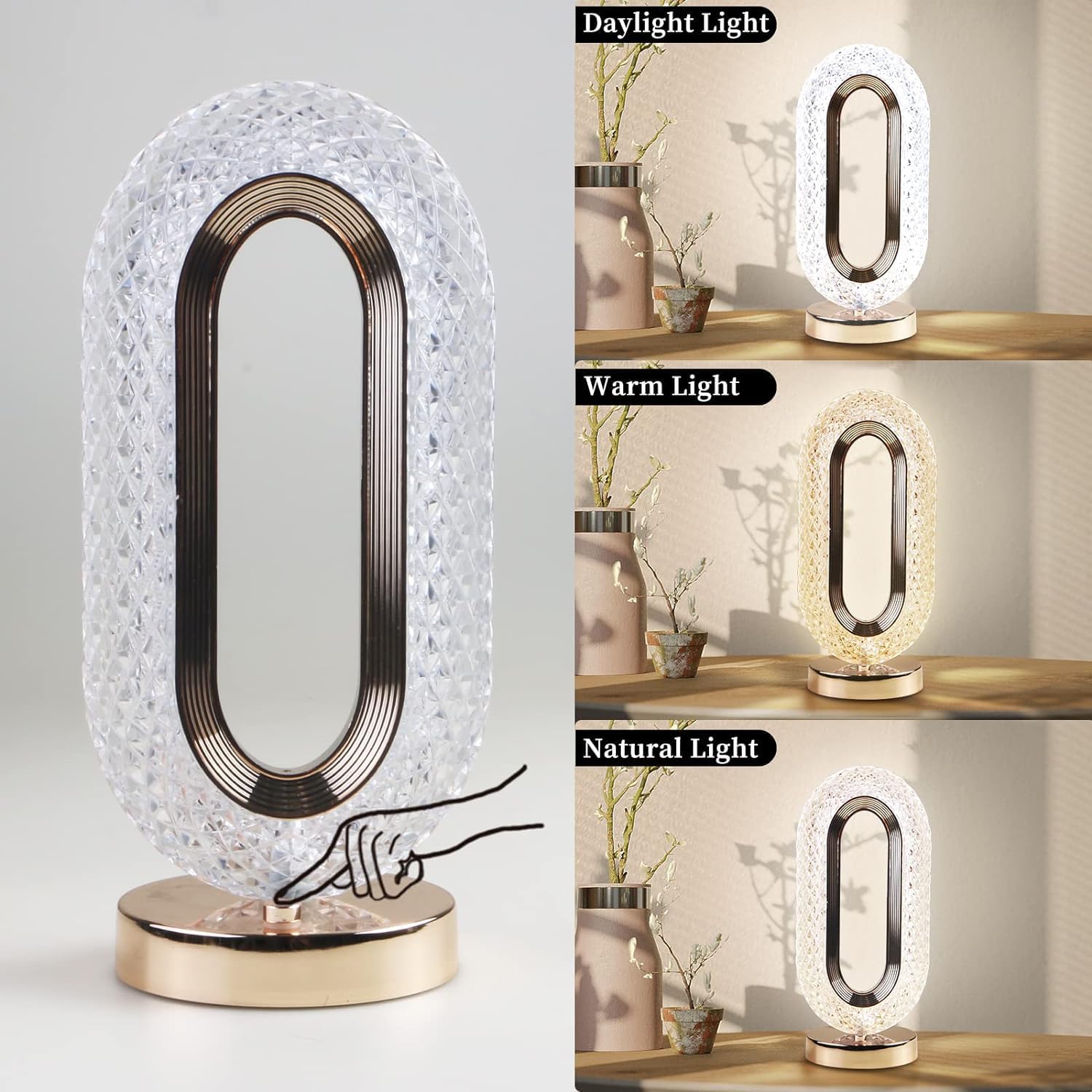 Lampa LED Crystal Diamond cu 3 Temperaturi de Culoare: Alb Rece, Alb Cald, Neutru