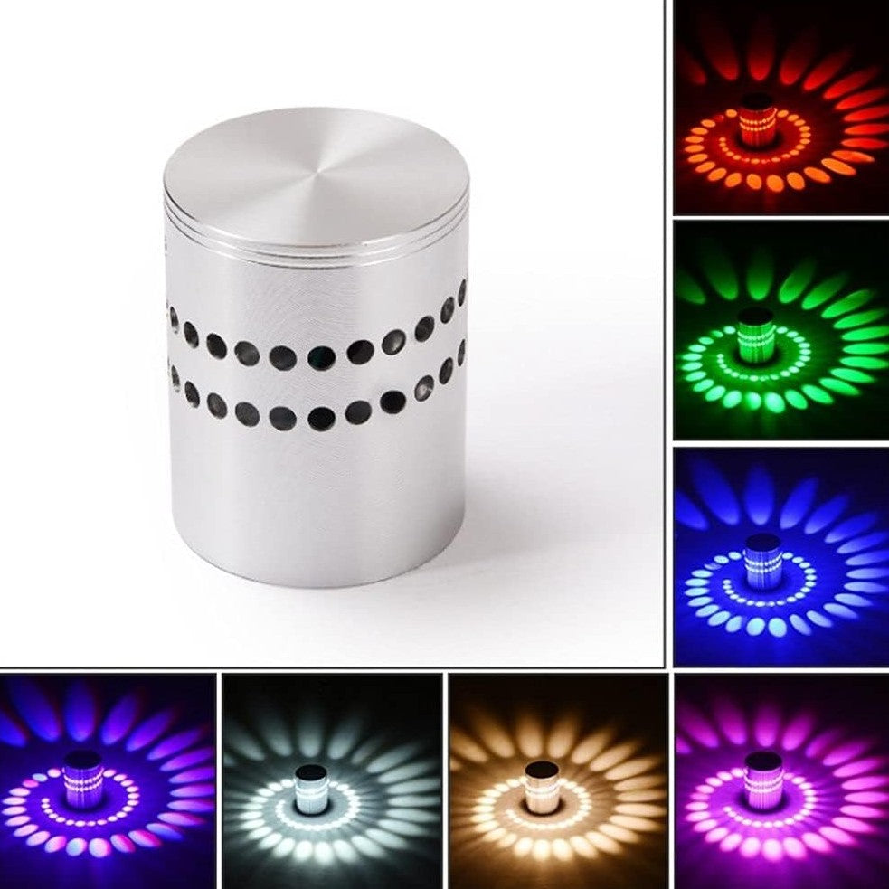 Lampa de Perete RGB cu Efect Spirala si Telecomanda, 3W
