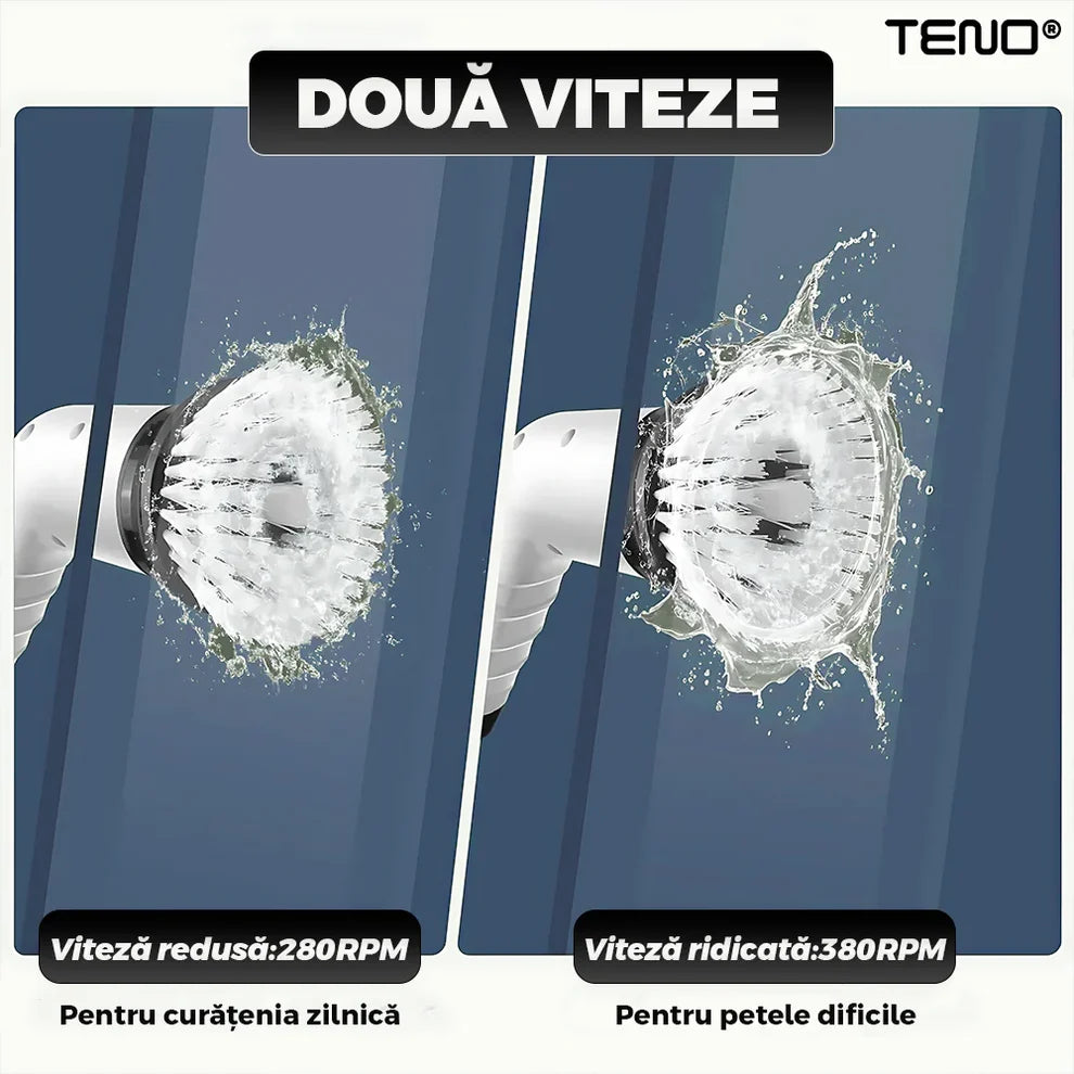 Perie Electrica de Curatare 9 in 1 cu Capete Interschimbabile, Afisaj Digital, Maner Melescopic
