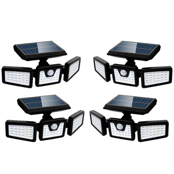 Set 4 lampi solare triple , pentru exterior, cu senzor de miscare, rezistente la apa