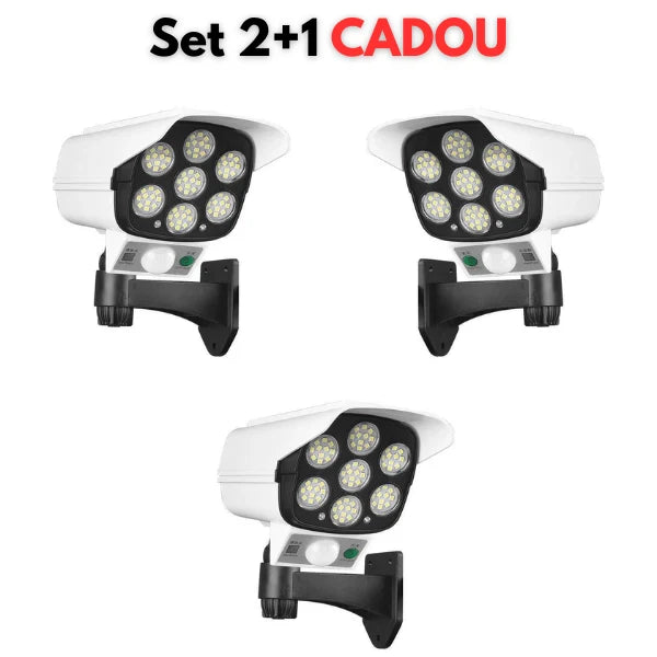 Pachet 2+1 CADOU Camera de supraveghere falsa, incarcare solara, 77 LED-uri