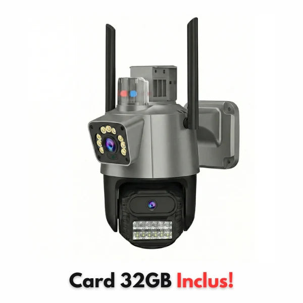 Camera de Supraveghere Dubla Wifi Jortan 9687PRO, 6 Megapixeli, Alarma, Smart Tracking, Night Color + Card 32GB Inclus