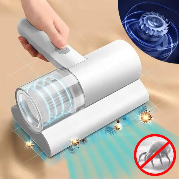 Aspirator portabil pentru acarieni cj-k0509--260806-1404, cu lampa UV si functie de aspirare pentru saltea, wireless, rezervor transparent, alb