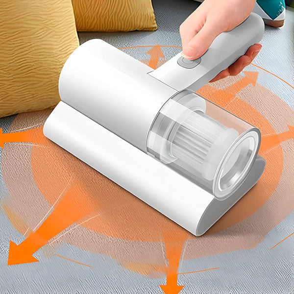 Aspirator portabil pentru acarieni cj-k0509--260806-1404, cu lampa UV si functie de aspirare pentru saltea, wireless, rezervor transparent, alb