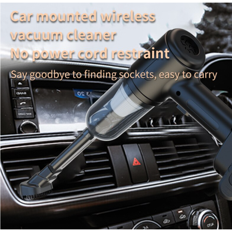 Aspirator auto 10000Pa motor fara perii portabil negru 2000mAh cu 9 accesorii