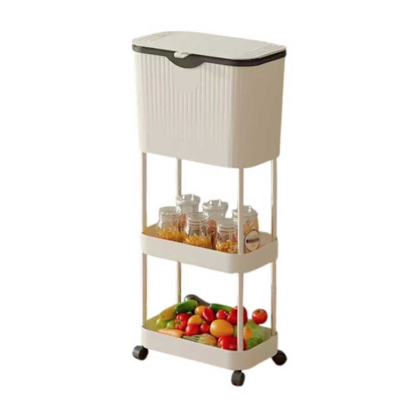 Cos de gunoi tip suport de depozitare cu roti din plastic 78.5 x 24 x 17cm