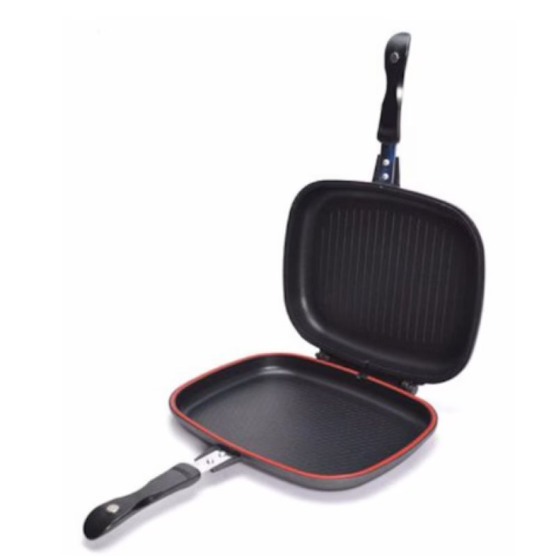 Tigaie Grill Dubla 32 cm Garnitura Silicon Maner Magnetic