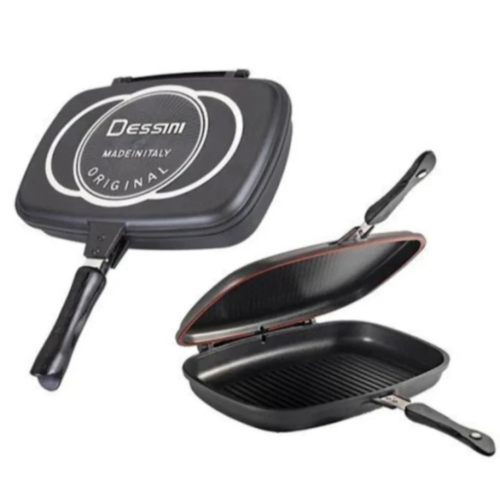 Tigaie Grill Dubla 32 cm Garnitura Silicon Maner Magnetic