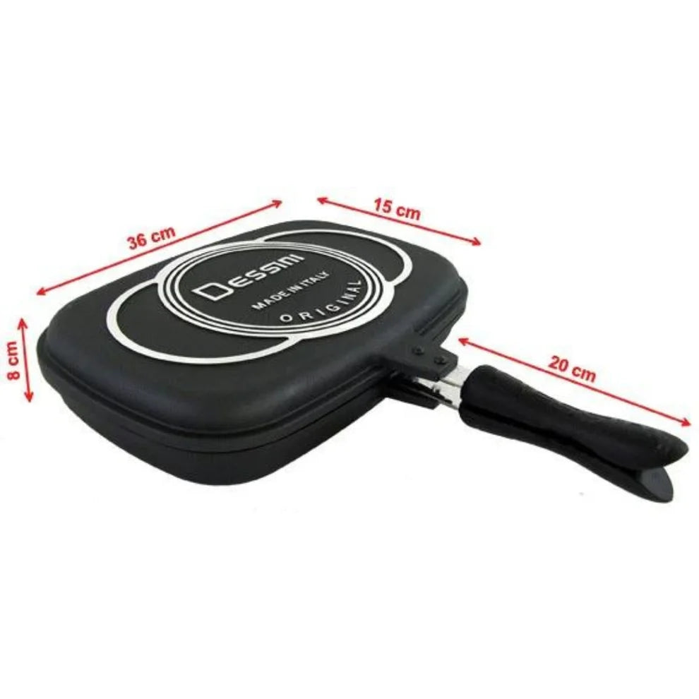 Tigaie Grill Dubla 32 cm Garnitura Silicon Maner Magnetic