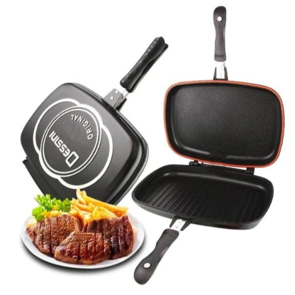 Tigaie Grill Dubla 32 cm Garnitura Silicon Maner Magnetic