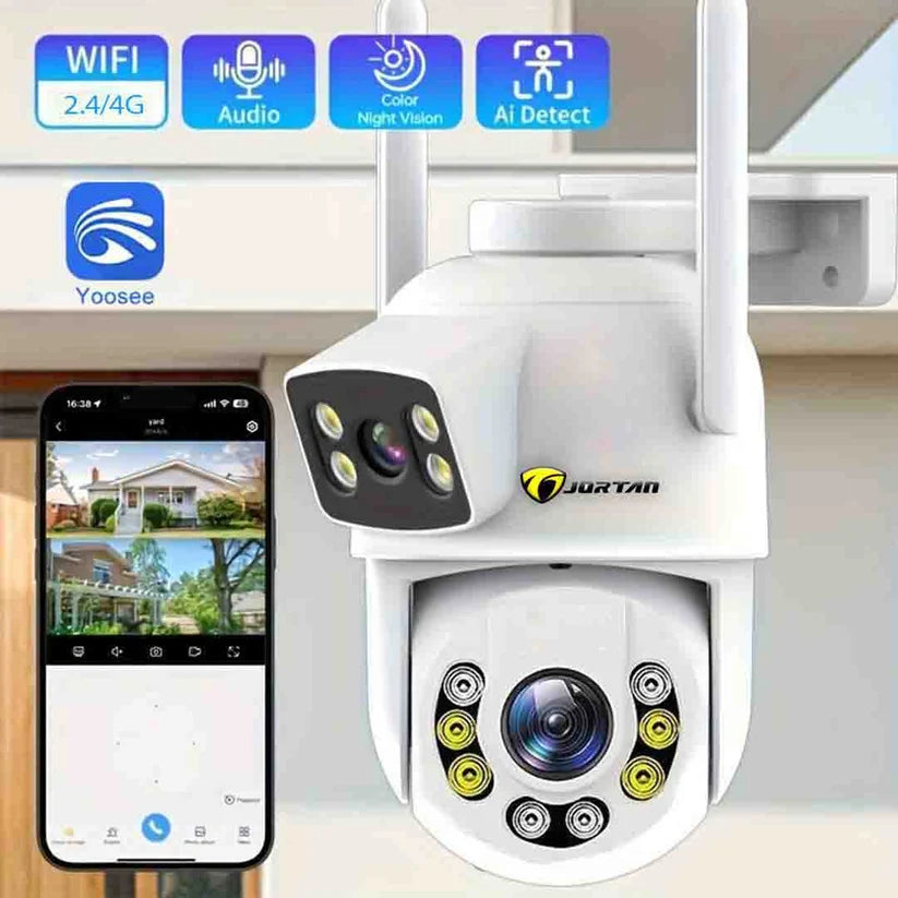 Camera Jortan Dual PTZ 9697QJ, 6MP UHD, LAN/Wireless, Color Noaptea, IP66, Card 32GB inclus