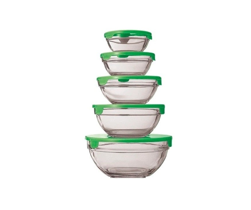 Set 5 boluri sticla cu capace Aden