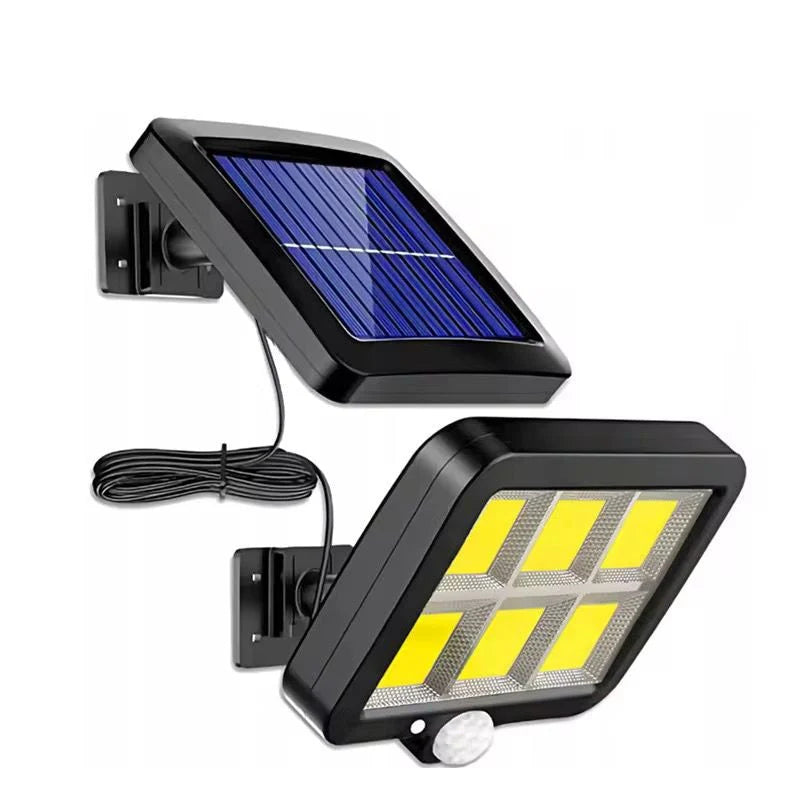 Lampa solara LED cu telecomanda, ajustabila, 6 COB LED, senzor miscare si lumina, baterie 2400 mAh, cablu 5 m, rezistenta la apa, negru
