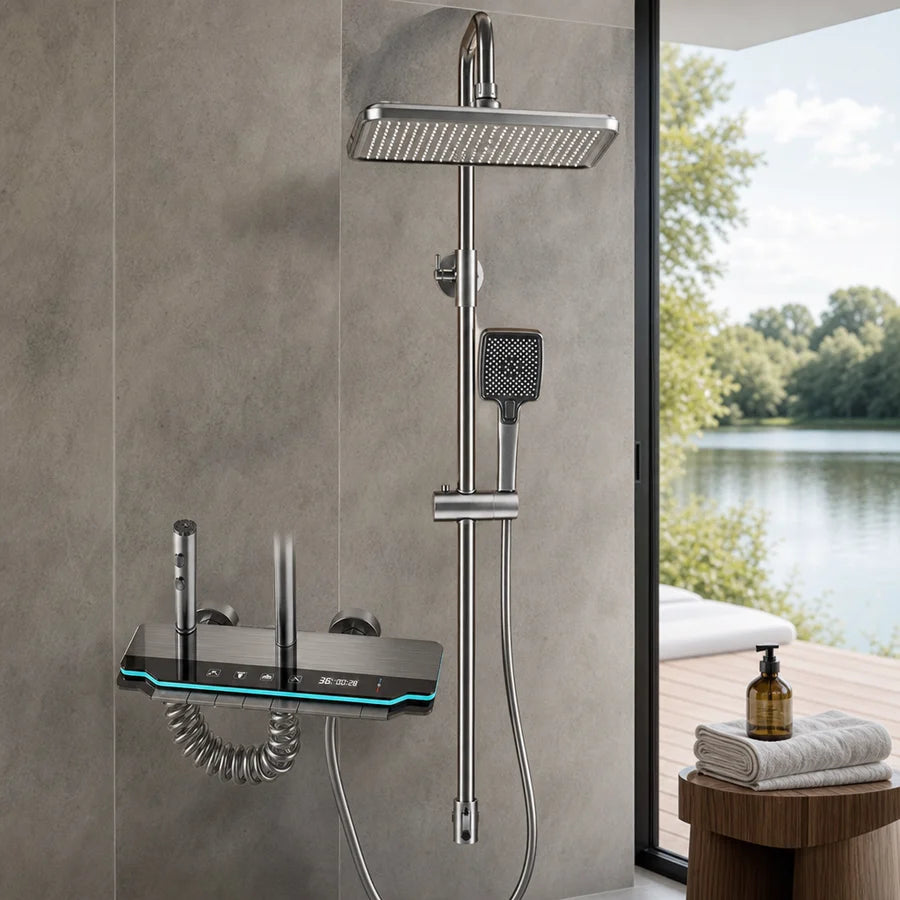 Coloana Dus Crom Sistem Dus Complet cu Baterie Mixta Termostatica