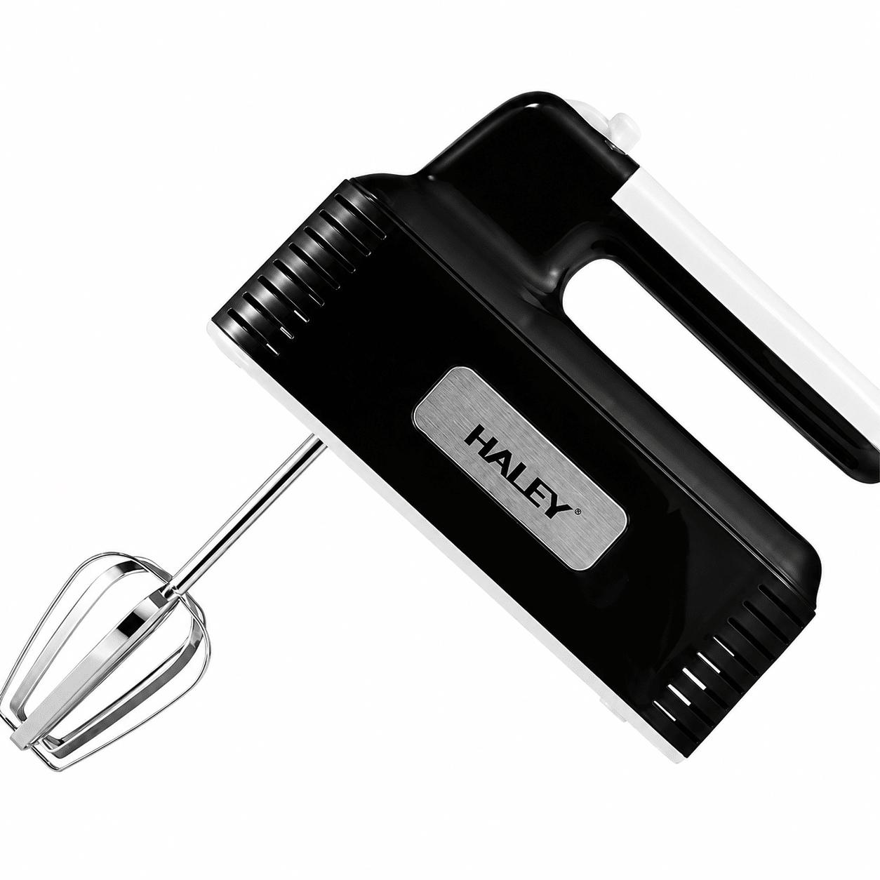 Mixer de Mână HALEY HY-1689, 500W, 5 Trepte de Viteză, Teluri și Cârlige pentru Frământare, Sistem de Detașare Rapidă, Negru