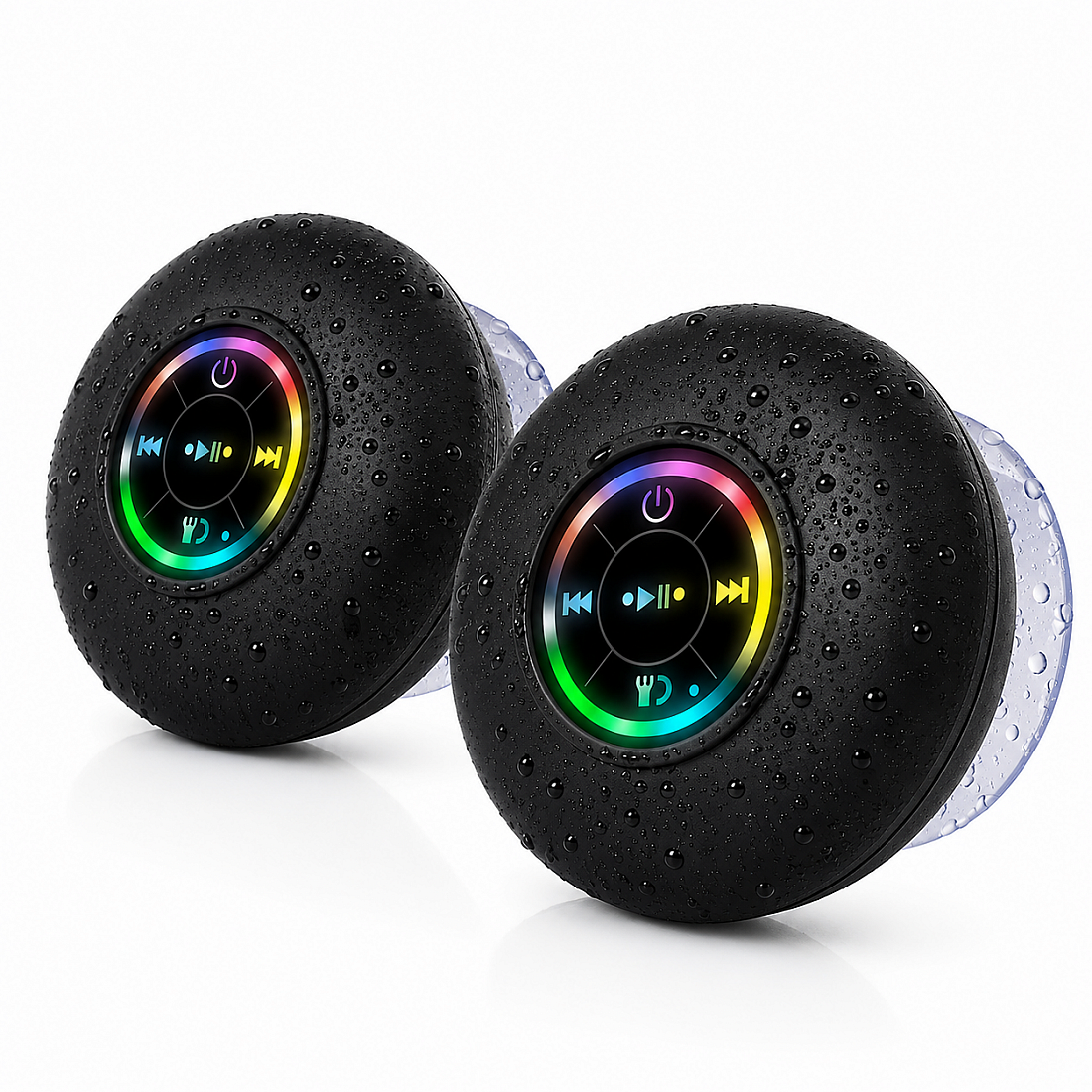 Set 2 Boxe Bluetooth Portabile Clickzu Waterproof IPX4, 3W, Bluetooth 5.0, LED RGB, Ventuza si Handsfree, Negru