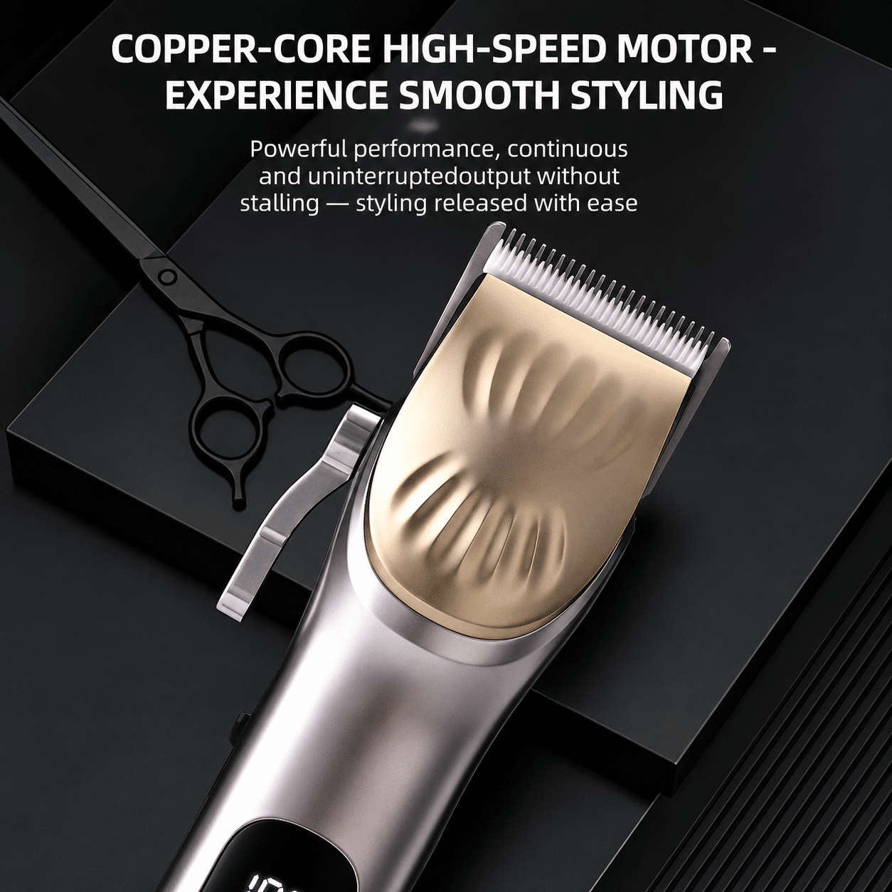 Mașină de Tuns Profesională HALEY HY-4510, Lamă Ceramică, 5 Trepte de Tăiere, Acumulator 1200mAh, Autonomie 120 Min, Încărcare USB Type-C, Display Digital