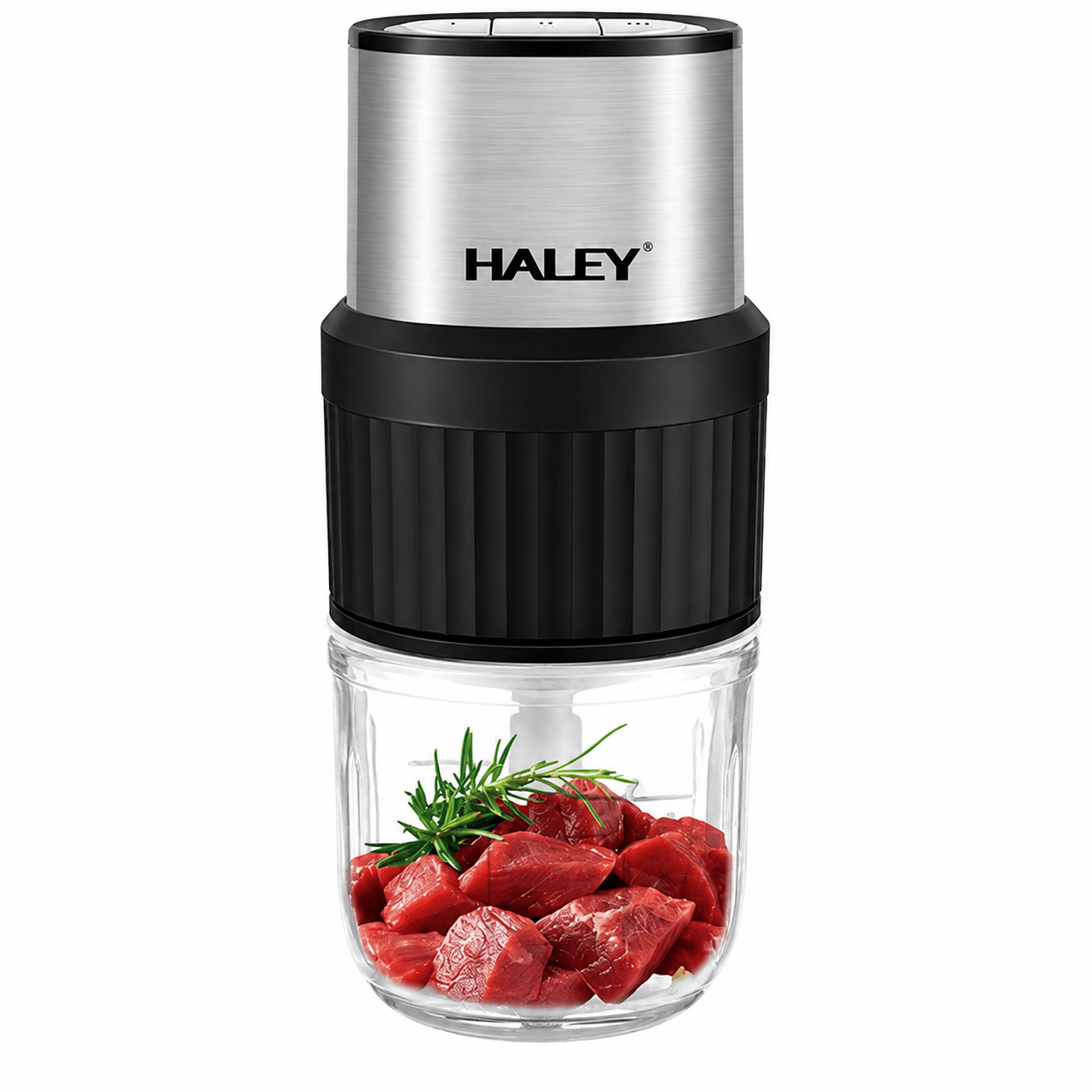 Tocător Electric Haley HY-1249, 500W, 2 Recipiente 2.5L + 0.5L, 3 Viteze, 4 + 6 Lame, Sticlă Borosilicată