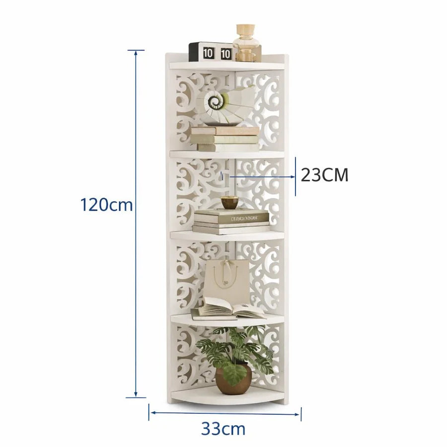 Raft organizator decorativ cu 5 etaje, alb, ideal pentru living, baie sau dormitor, 120x23cm