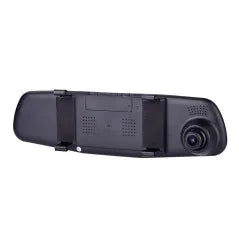Oglindă Auto Retrovizoare DVR Macvi®, Cameră Duală Față + Marșarier, Full HD 1080P, Display 4.3", G-Sensor, Detectare Mișcare, Monitorizare Parcare, Înregistrare în Buclă, Unghi 170°, Negru