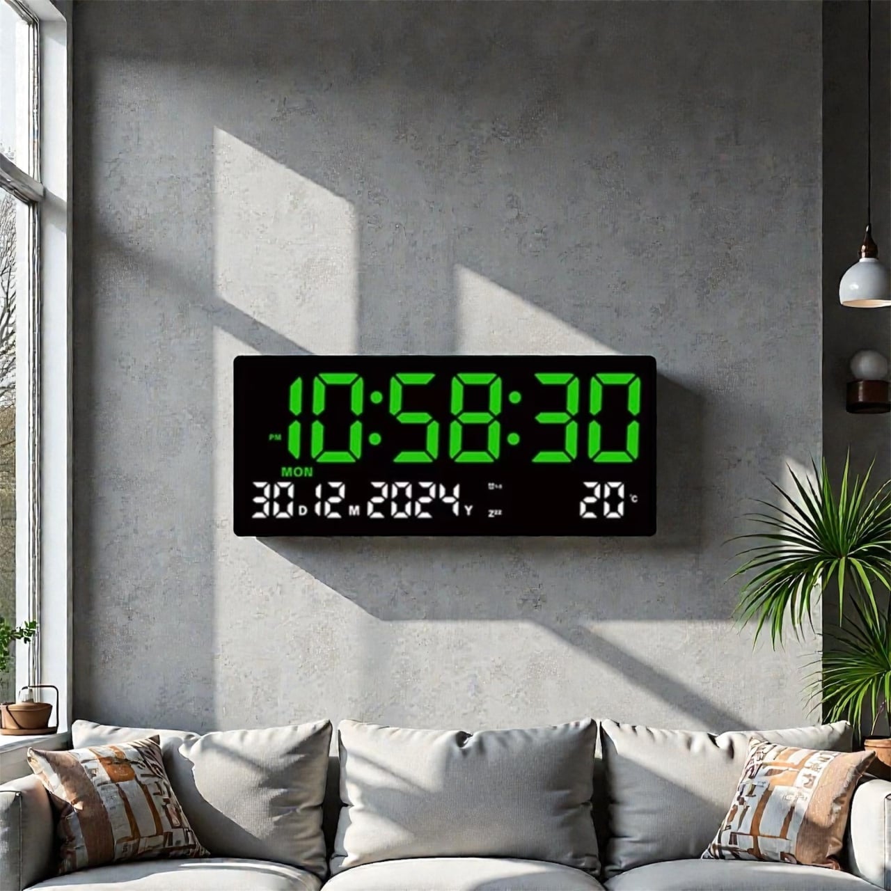 Ceas digital de perete JH-3615, afisaj alb