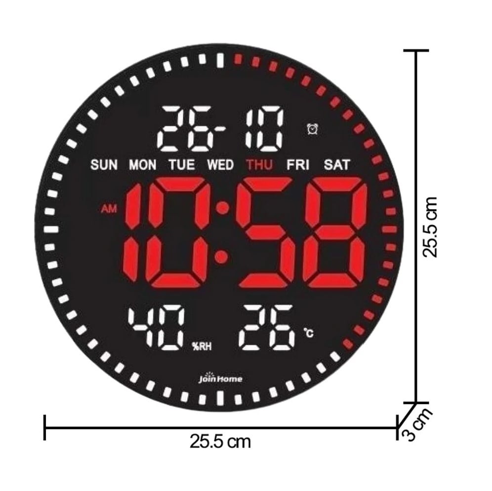 Ceas Digital de Perete 28cm cu LED USB – Afișaj pentru Calendar, Temperatură, Umiditate și Cronometru cu Telecomandă