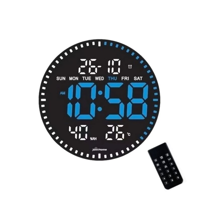 Ceas Digital de Perete 28cm cu LED USB – Afișaj pentru Calendar, Temperatură, Umiditate și Cronometru cu Telecomandă