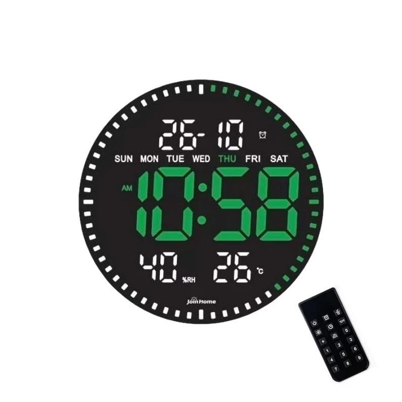 Ceas Digital de Perete 28cm cu LED USB – Afișaj pentru Calendar, Temperatură, Umiditate și Cronometru cu Telecomandă