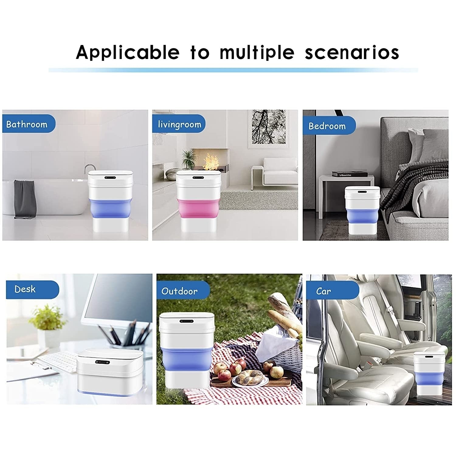 Cos de gunoi smart, cu senzor de miscare, pliabil, cu capac automat, capacitate 8 l Aden