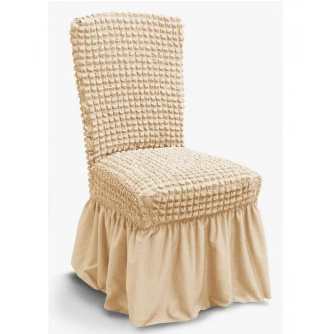 Set 6 Huse Scaune cu Volane Crem