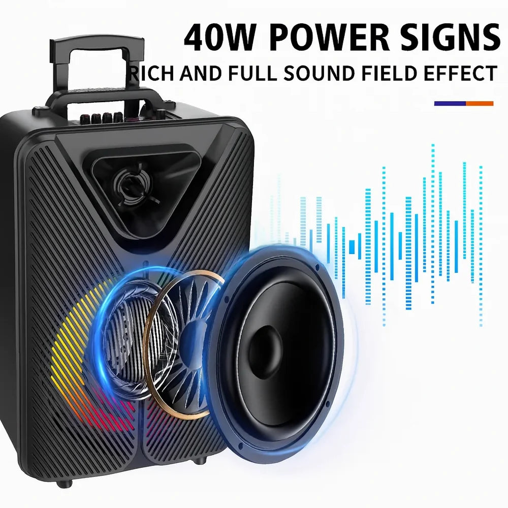 At Performance Vezi toate produsele Boxă Portabilă Bluetooth 5.3 Sing-e ZQS42108XM, 200W, 2 Difuzoare 4", Microfon Inclus, Lumini LED RGB, Acumulator 2500mAh, Karaoke, Negru