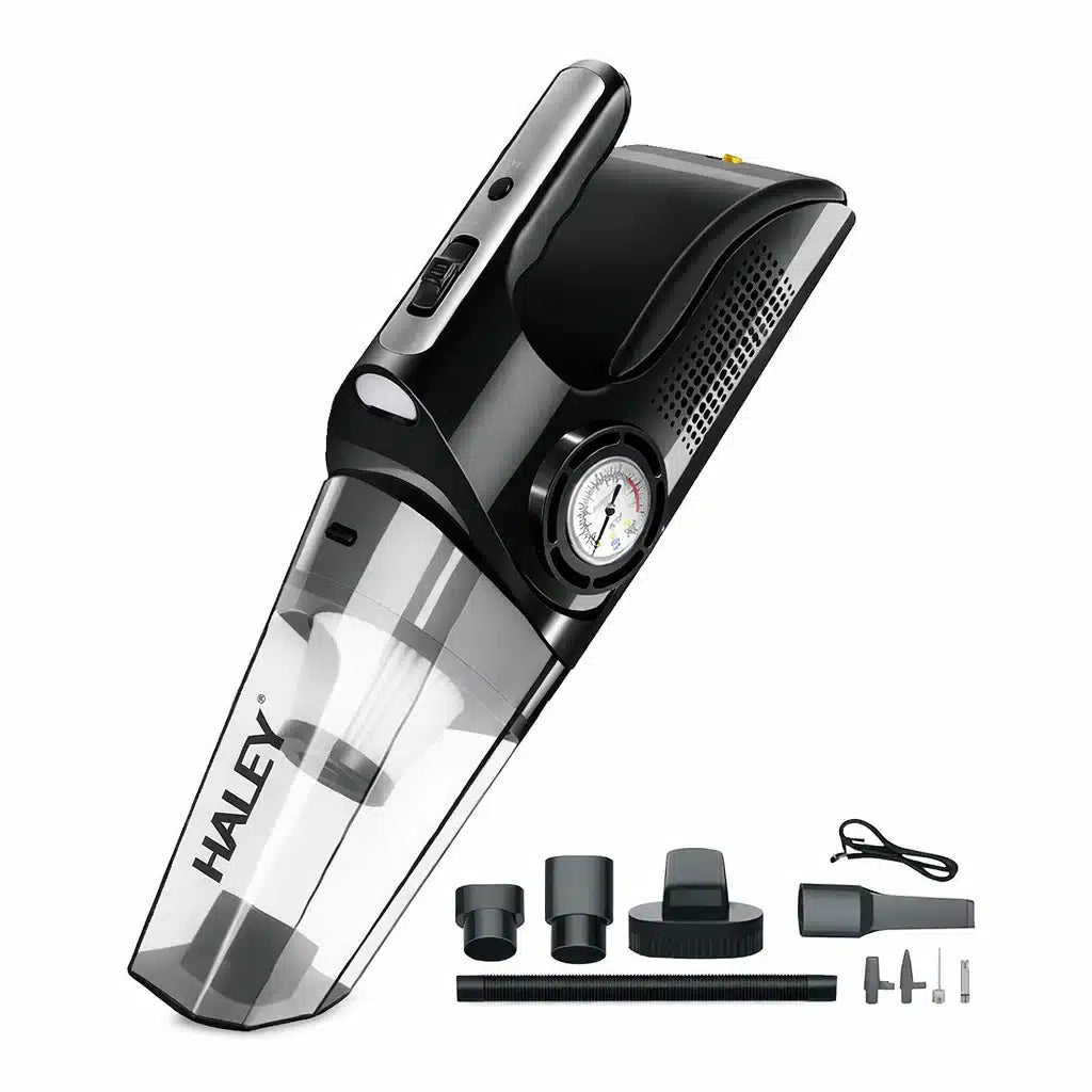 Aspirator Auto Portabil HALEY HY-3921, 4 în 1 – Aspirare, Compresor, Suflare, LED, 12V