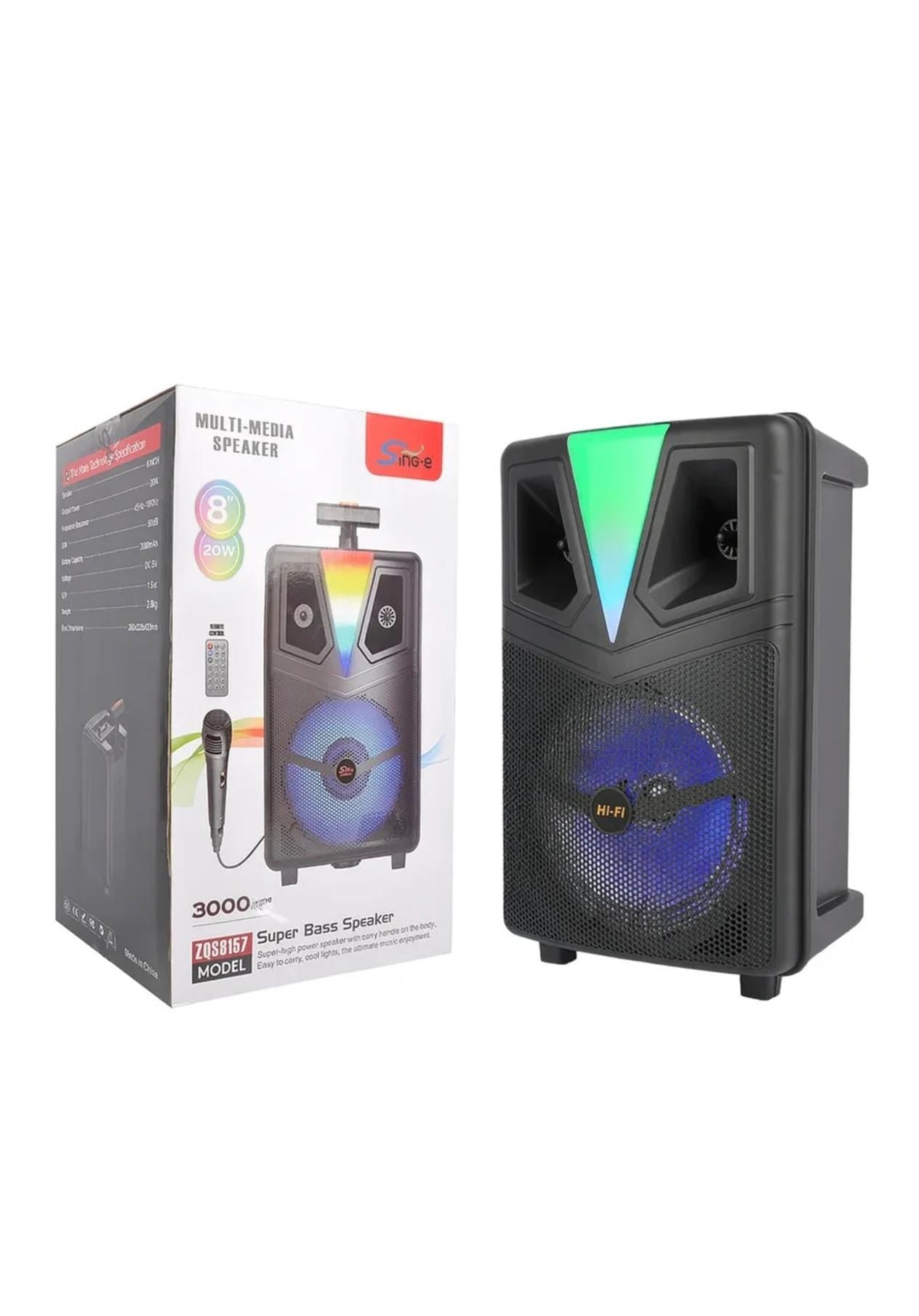 Boxă Portabilă AT PERFORMANCE Sing-e ZQS8157, 8", 20W, Microfon, LED RGB, 3000 mAh