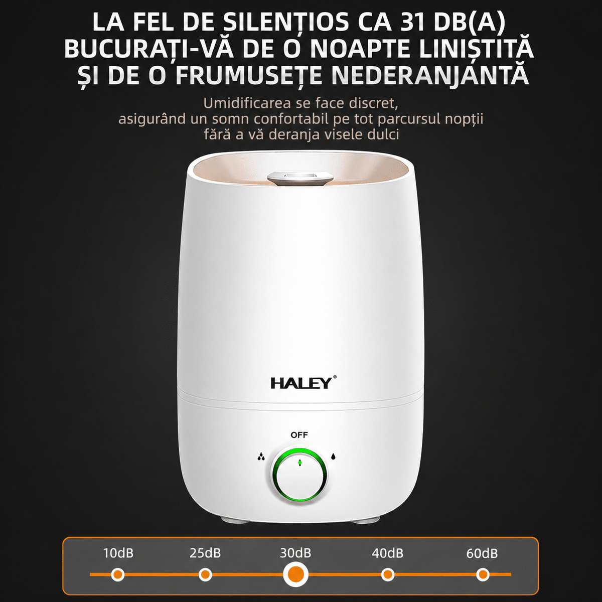 Umidificator De Aer Haley HY-3100, 5L, 1000W, Umidificare 360°, Reglare Continuă a Ceții, Rezervor Mare