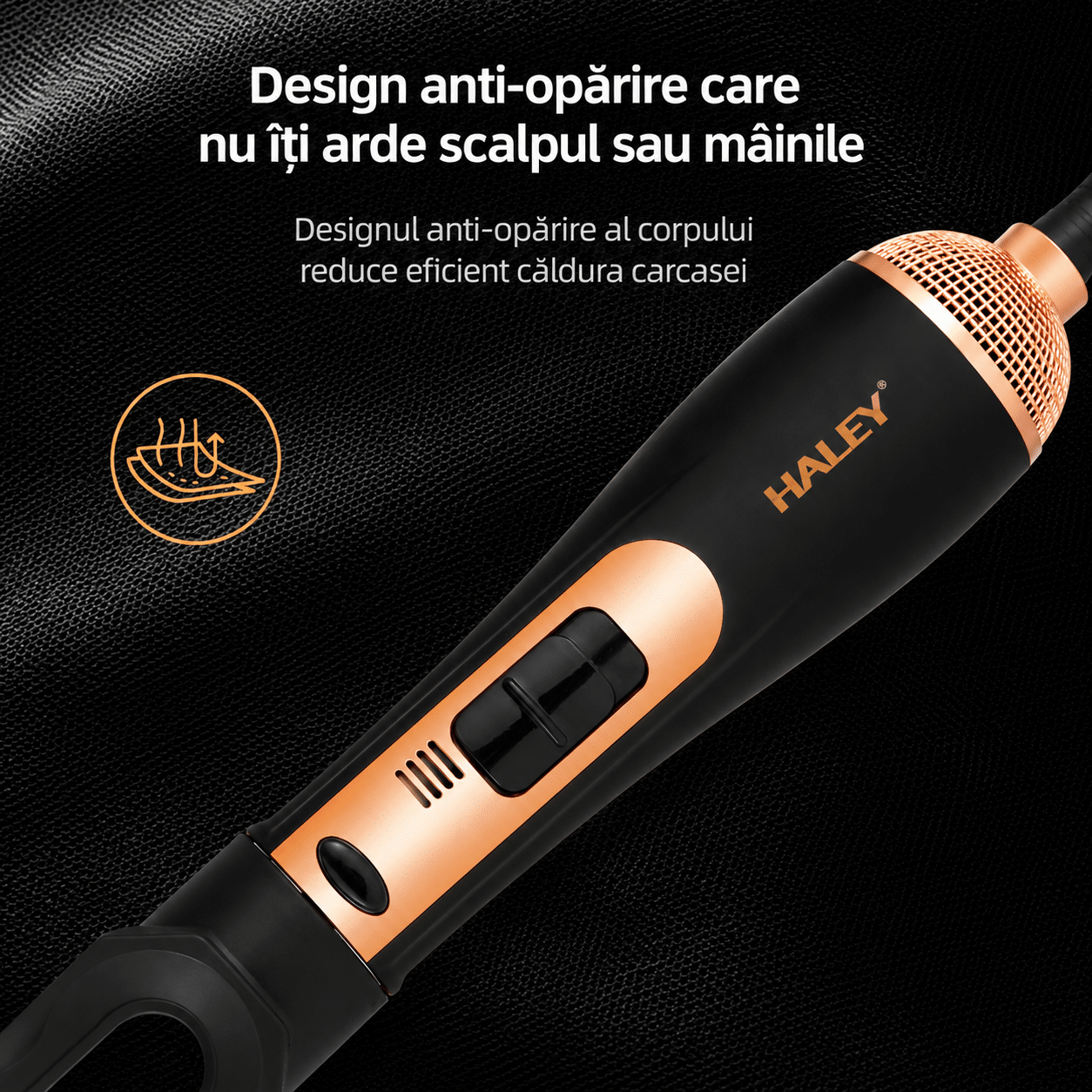 Aparat de Coafat Multifuncțional HALEY HY-L4030 7 în 1, 1200W, 27.000–28.000 RPM, Uscare, Ondulare, Netezire și Volum, Accesorii Interschimbabile