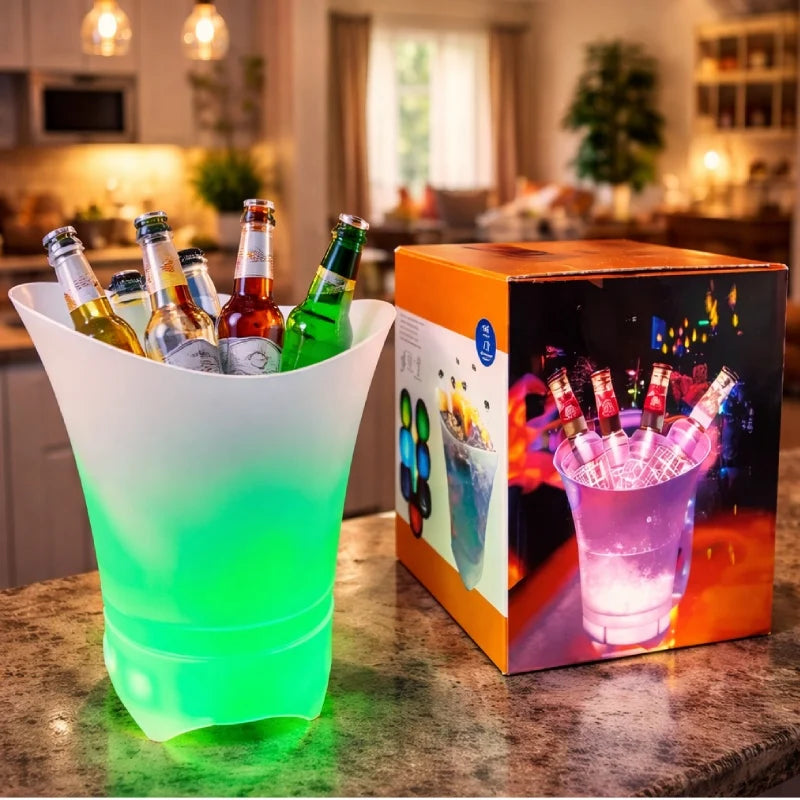 Frapiera LED Multifunctionala RAZO, Boxa bluetooth integrata, Iluminare RGB 7 culori, Reincarcabila USB, Raceste vin, sampanie, bere, Perfecta pentru petreceri, terasa, bar, evenimente
