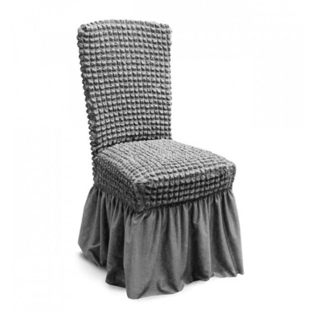 Set 6 Huse Scaune cu Volane Gri