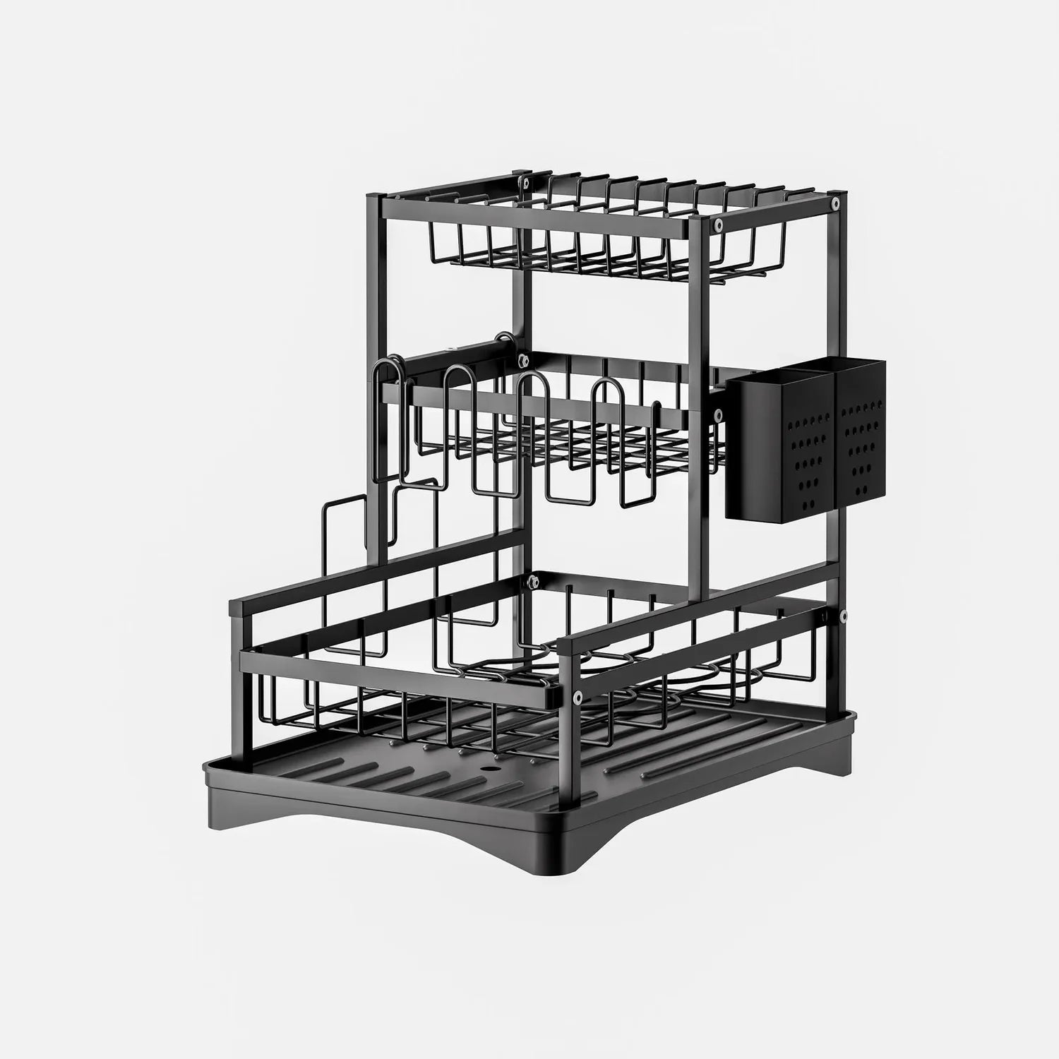 Kdhome Scurgator de Vase Bucatarie CleanRack, Metalic, Scurgere Automata Apa, Uscator Integrat, Negru