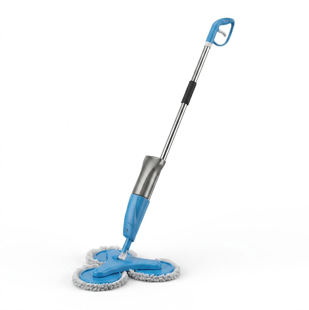 Mop Spray Triplu cu Pulverizator | Rezervor 600 ml | 3 Capete Rotative | 3 Lavete Microfibra Reutilizabile | Pentru Toate Tipurile de Pardoseli