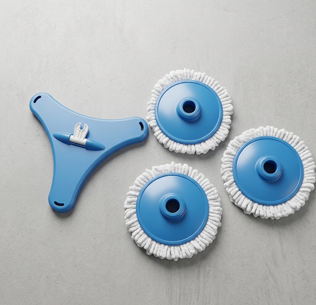 Mop Spray Triplu cu Pulverizator | Rezervor 600 ml | 3 Capete Rotative | 3 Lavete Microfibra Reutilizabile | Pentru Toate Tipurile de Pardoseli