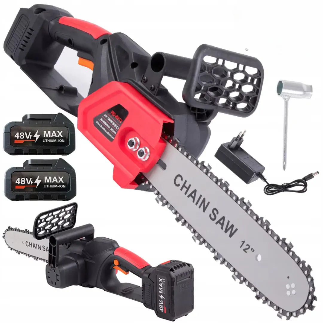 Drujbă cu Lanț 12 Inch, 48V, 2 Acumulatori Lithium, 1200W, 4800RPM