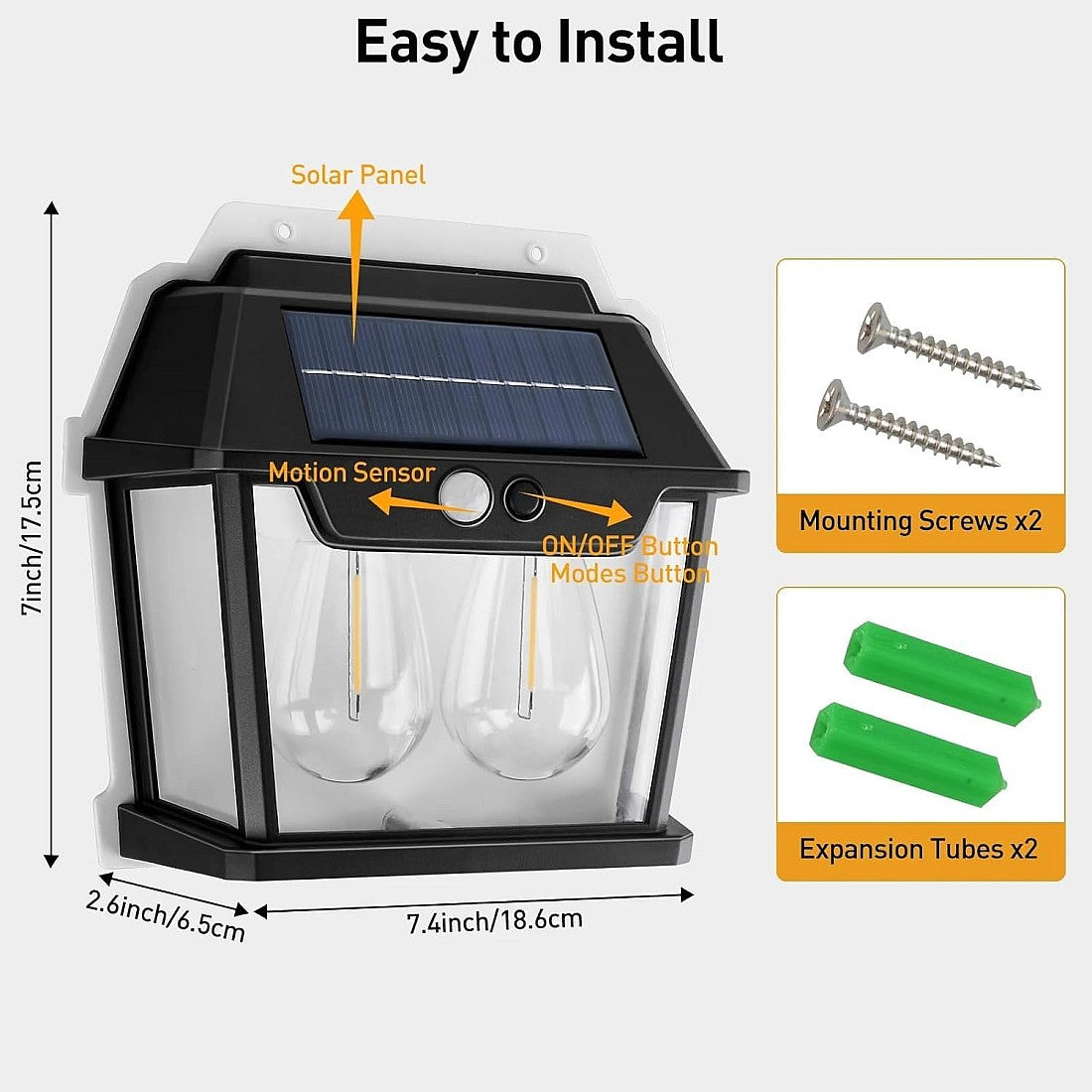 Set 2 Lampi Solare de Perete LED, 28W, cu Senzori