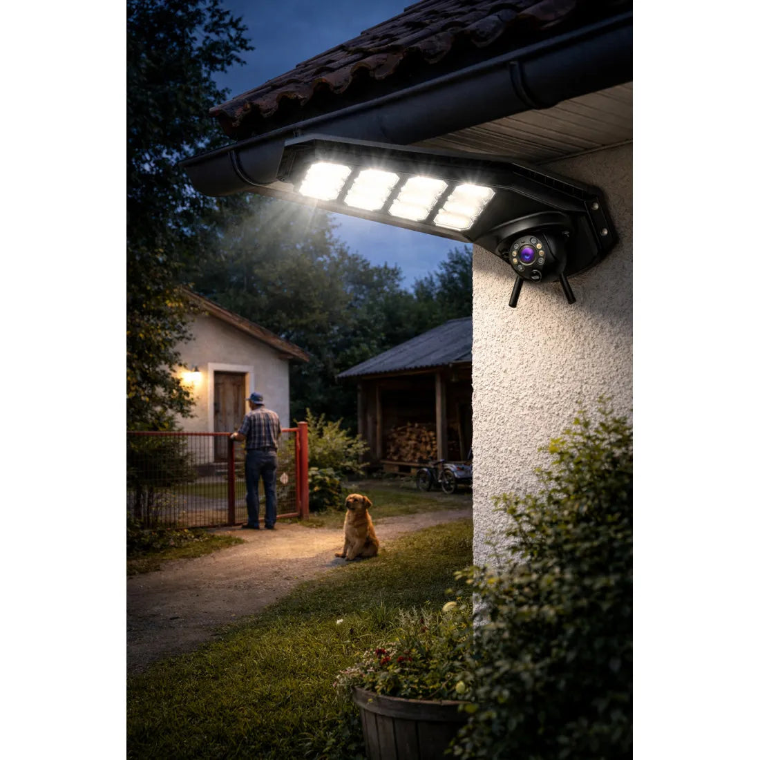 Lampa Solara cu Camera 4G 3MP - 400W Jortan - Baterie 26000mAh, Viziune Nocturna Color, Control Distanta