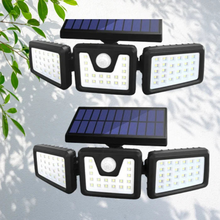 Set 4 lampi solare triple , pentru exterior, cu senzor de miscare, rezistente la apa