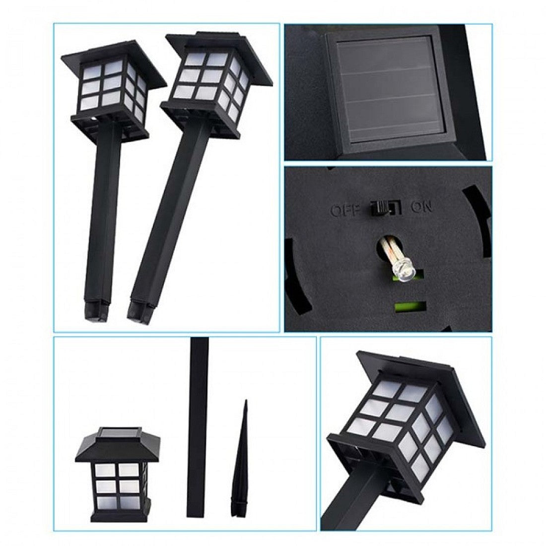 Set 6 lampi onamentale pentru gradina cu incarcare solara , patrate