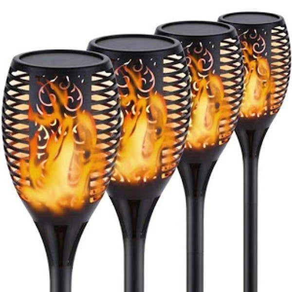 Set 3 lampi solare tip torta cu efect flacara, varianta mare 80cm,