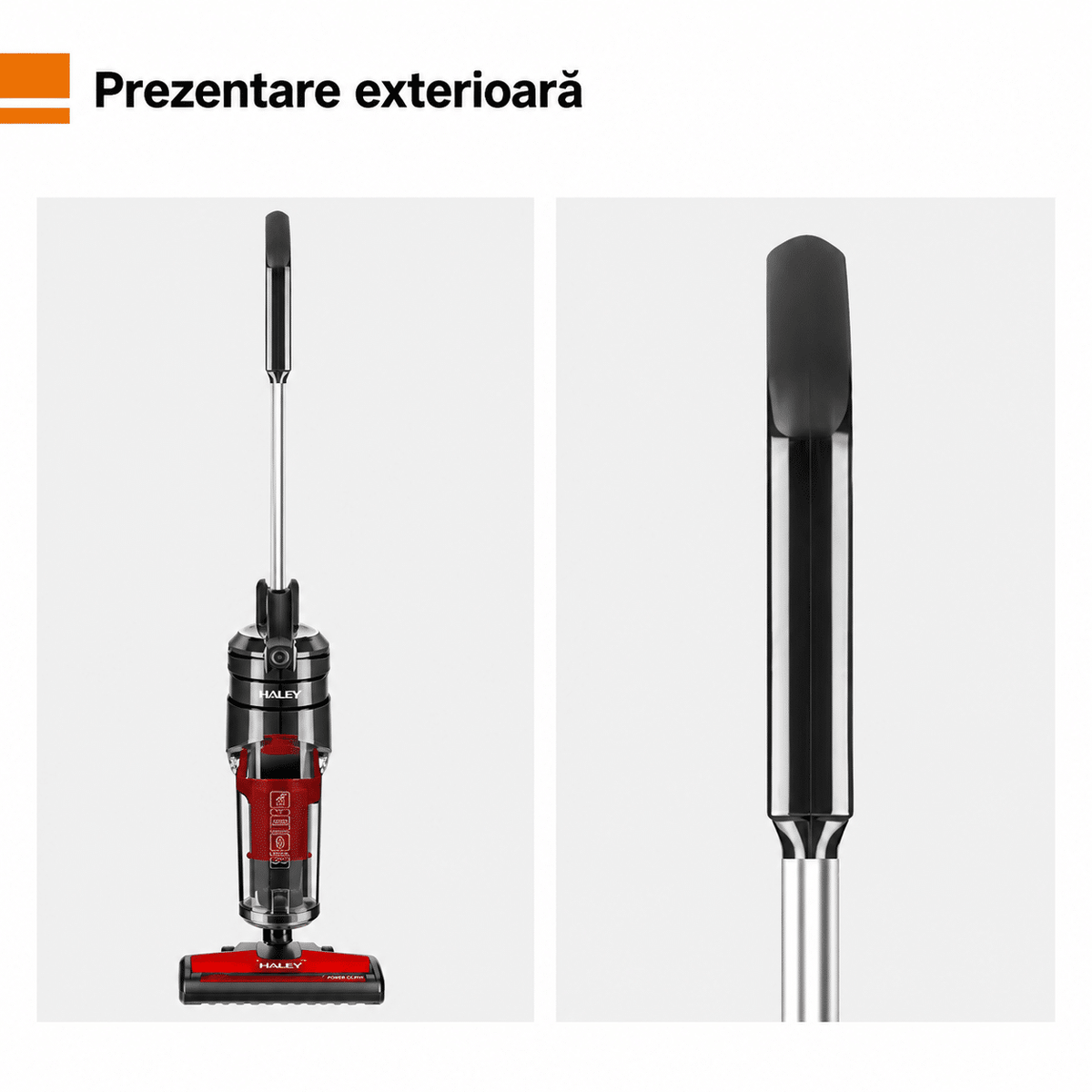 Aspirator Vertical Fără Sac HALEY HY-1921, 1500W, Tehnologie Cyclone, Filtru HEPA, Recipient 2L, Cablu 3,8 m
