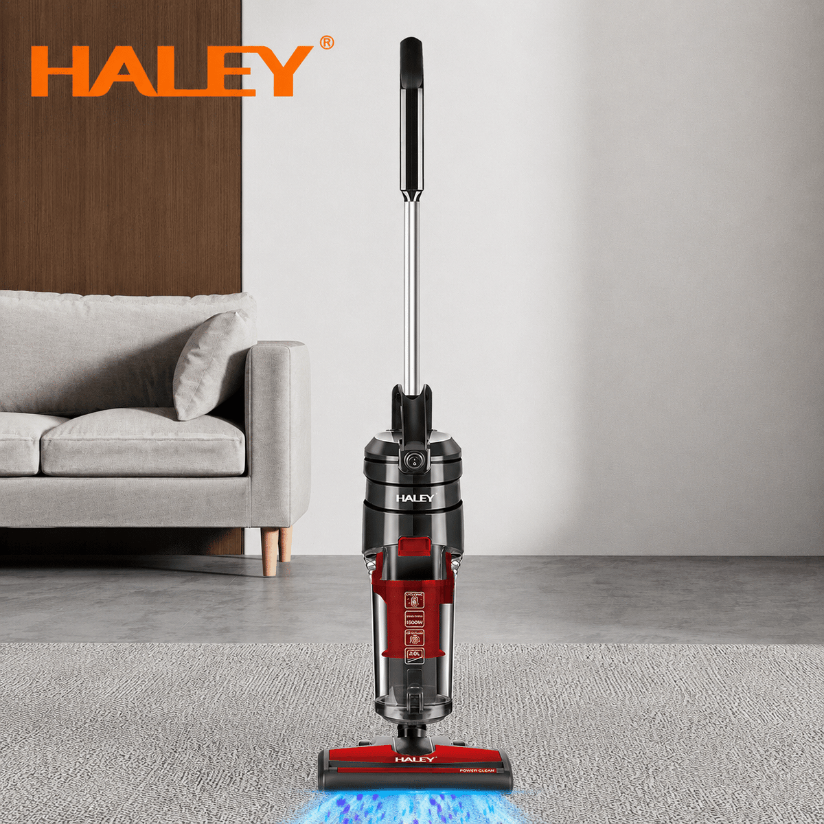 Aspirator Vertical Fără Sac HALEY HY-1921, 1500W, Tehnologie Cyclone, Filtru HEPA, Recipient 2L, Cablu 3,8 m