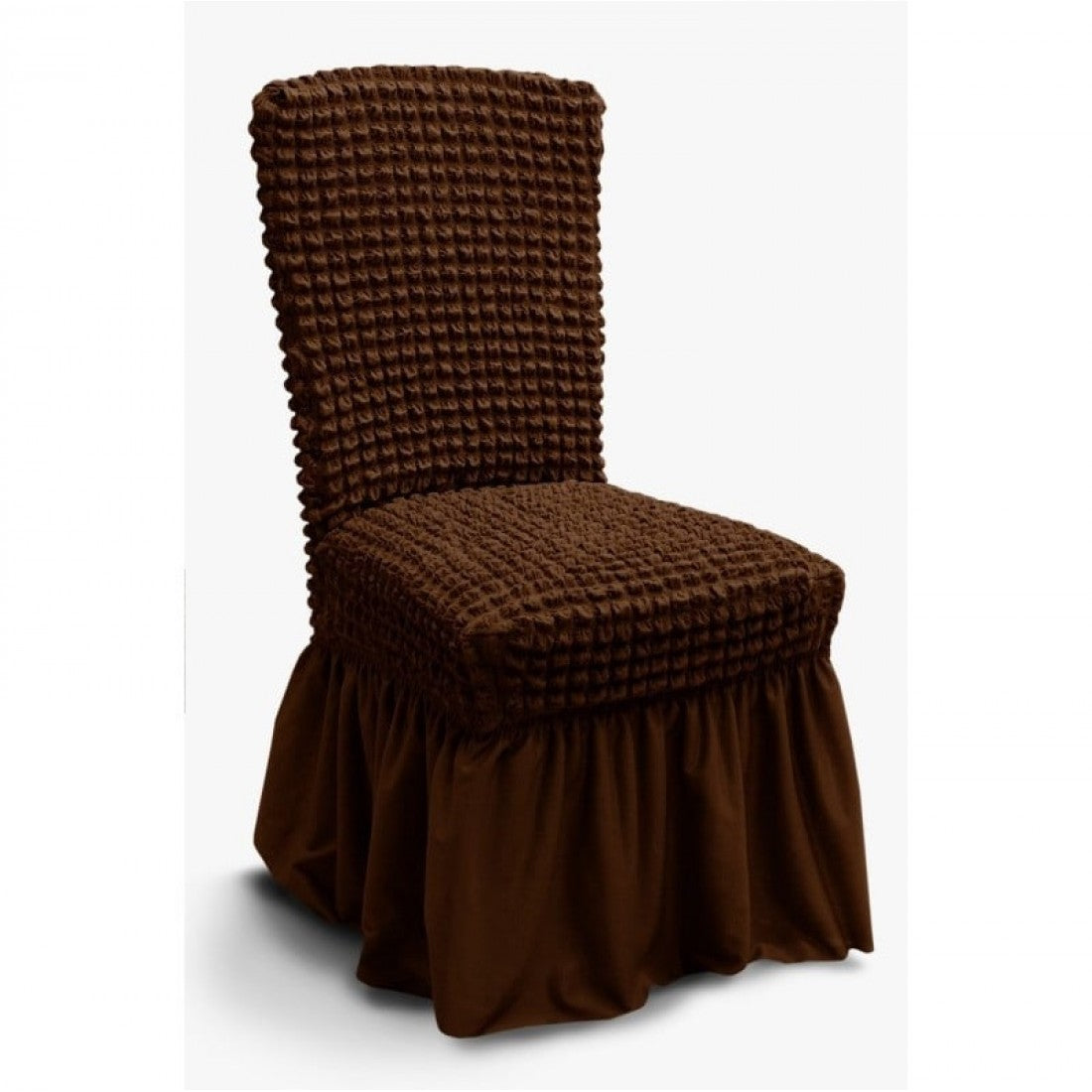 Set 6 Huse Scaune cu Volane Maro Inchis