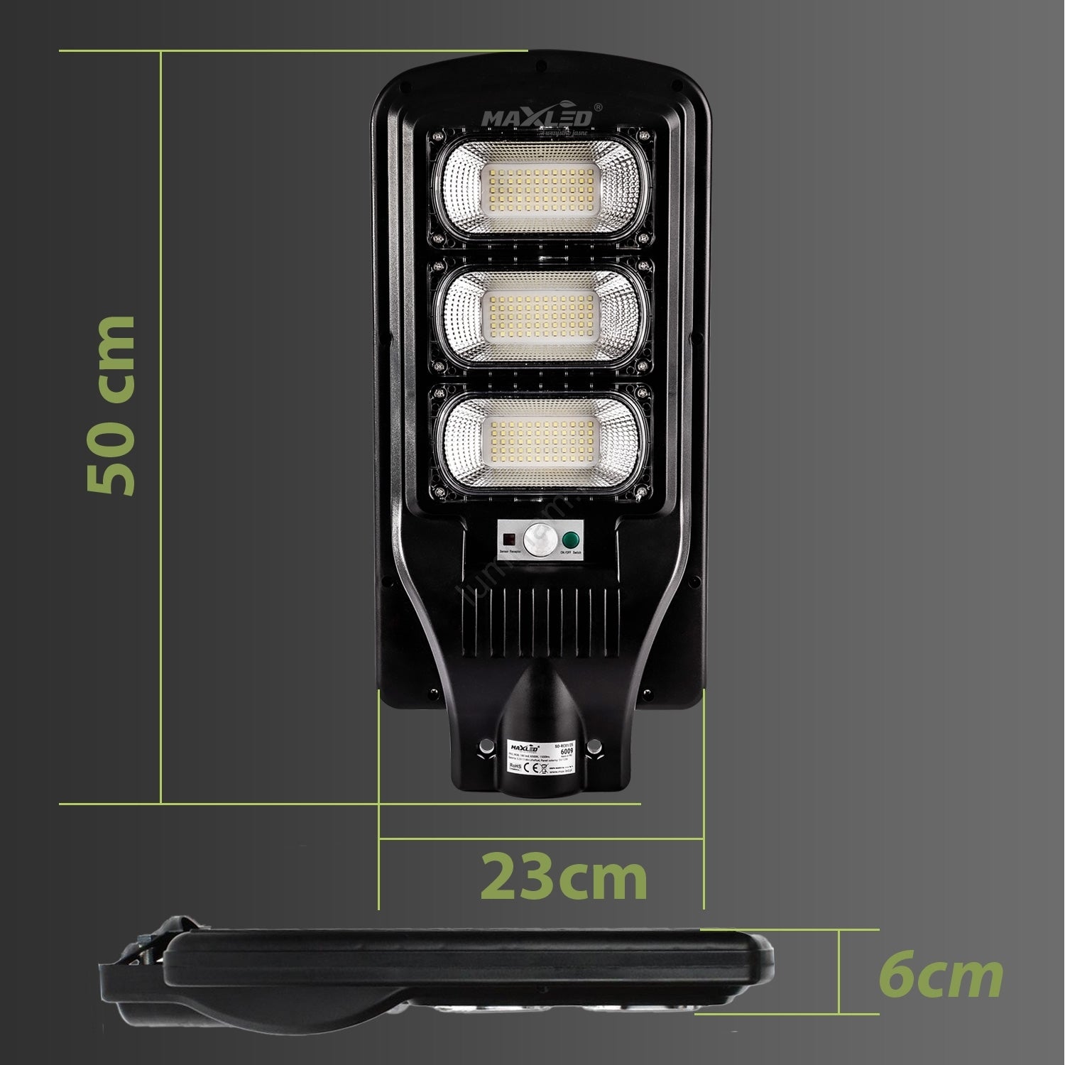 Lampă LED stradală solară dimabilă cu senzor LED/180W/6V 6500K IP65 negru + telecomandă